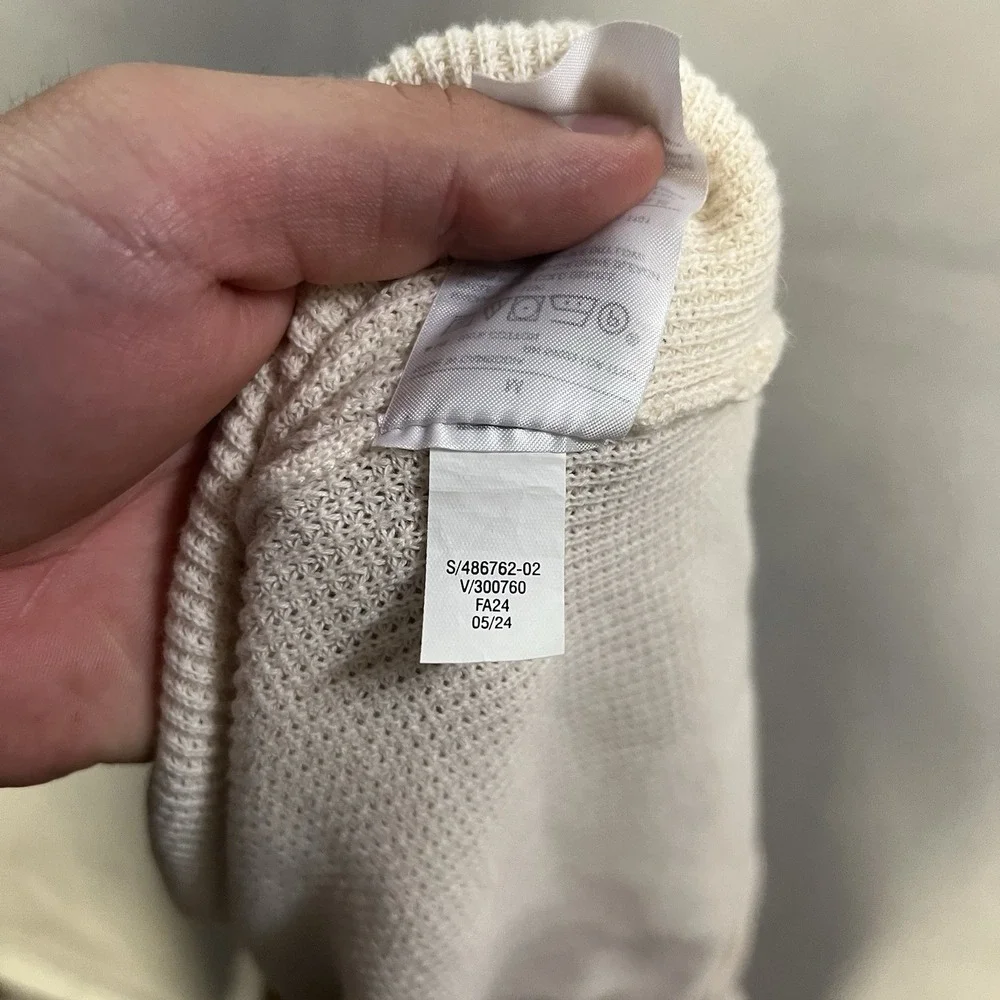 Banana Republic Waffle Knit Hoodie Men's Size Medium Beige Pullover Long Sleeve